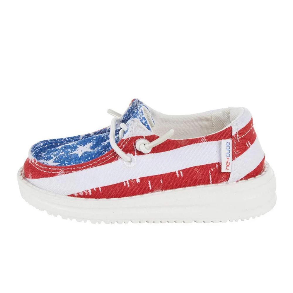 Hey Dude Kids Wally Slip-On in Red, White & Blue Flag. Toddler Size 5 NWT & Box
